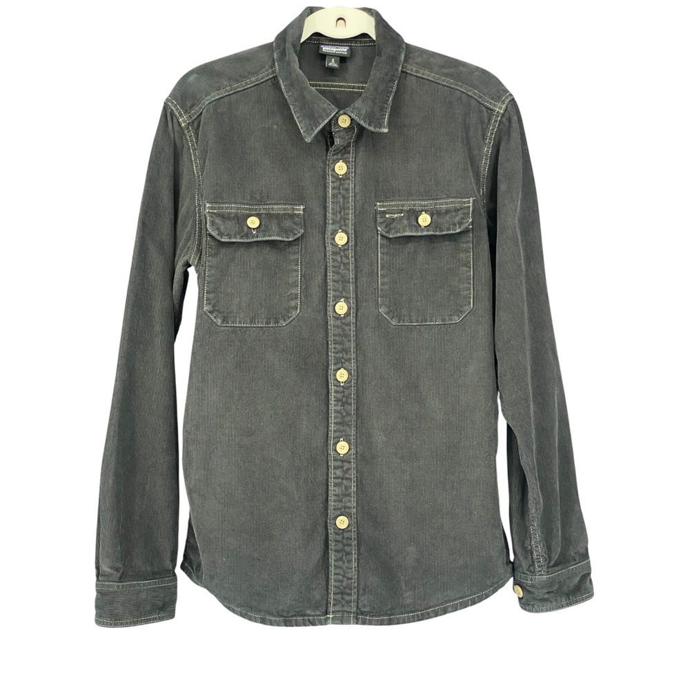 Patagonia Mens Small Overdyed Grey Organic Cotton Corduroy Button Down Shirt